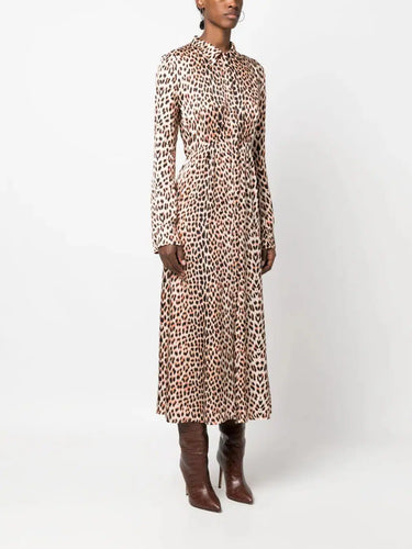 THE TWILIGHT LEOPARD PRINT SATIN MIDI DRESS-Dress-Forte_Forte-Debs Boutique